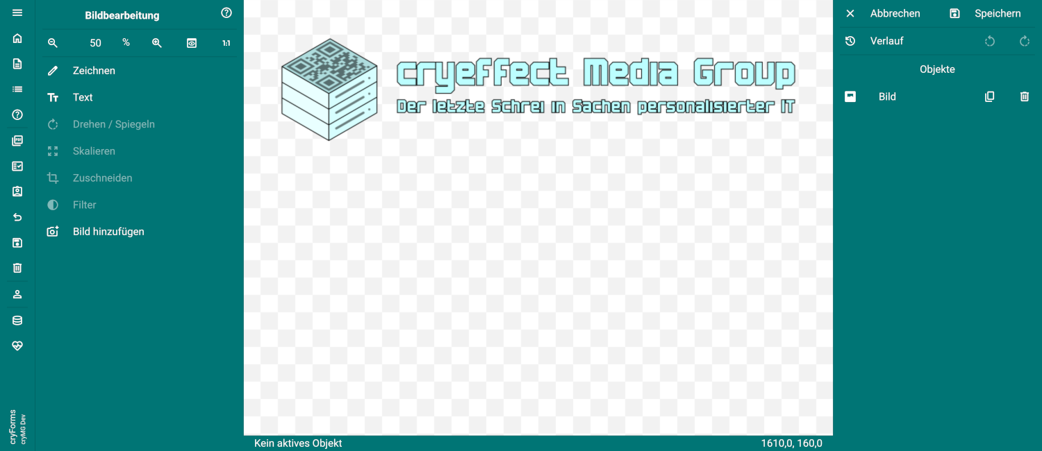 Screenshot der cryForms Bildbearbeitung